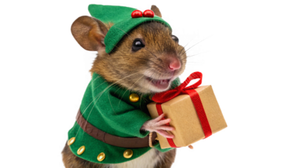 Mouse wears a cute outfit, isolated on a transparent background PNG