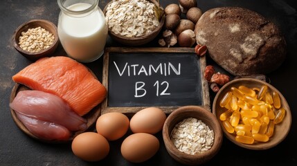 Vitamin B12 Rich Foods: Salmon, Chicken, Milk, Cheese, Eggs, Bread, and Whole Grains