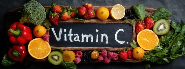 Vitamin C Rich Foods: Citrus Fruits, Kiwi, Strawberries, Broccoli, and Colorful Bell Peppers