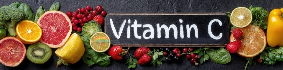 Vitamin C Rich Foods: Citrus Fruits, Kiwi, Strawberries, Broccoli, and Colorful Bell Peppers