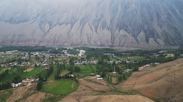 aerial view of Kyzyl Oi Village, Kyrgyzstan - 25th august 2025