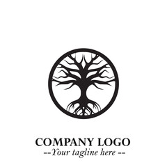 Root of the Tree Logo Symbol in Black and White Minimalist Vector Illustration Design