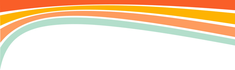 Rainbow retro header with colored lines for banner. Abstract vintage geometric stripes for template and poster. Dynamic playful border and divider. Cute footer and headline