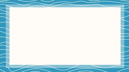 Frame made of hand-drawn wavy lines on sky blue background, abstract border, minimalist design