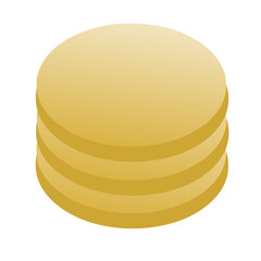 minimalist illustration of a golden coins with a smooth circular shape and soft shadow. The design features warm yellow and gold tones with gentle gradient lighting, giving a realistic yet simple 3D 