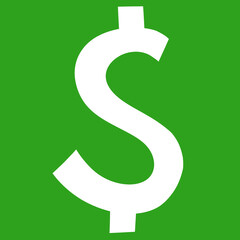 Green square with money symbol cutout, financial icon, abstract design