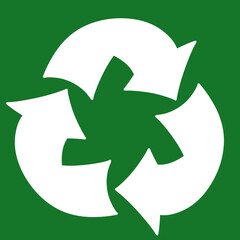 Green square with recycling cutout, environmental concept