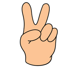 Hand showing peace sign with two fingers raised