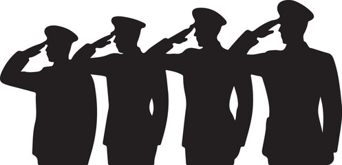 Soldiers saluting in silhouette, honoring service and sacrifice