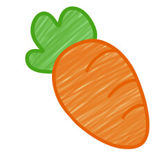 Hand-drawn carrot colored with chalk texture
