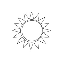 Sun outline icon in black for weather or summer graphics
