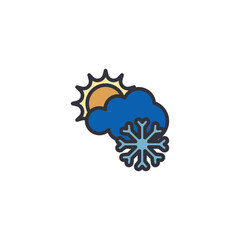 An icon of a sun with snowflake showing both hot and cold conditions, representing mixed weather or seasonal change.