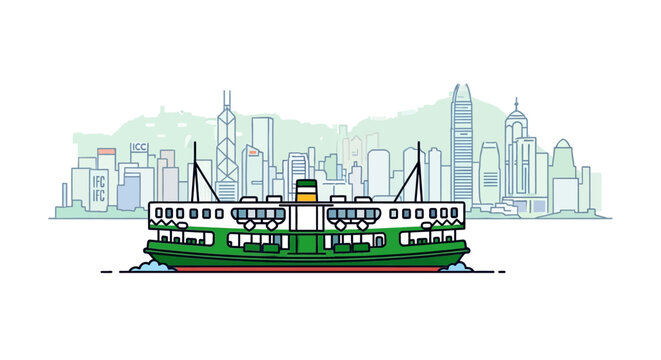 star ferry navigating victoria harbour against hong kong skyline capturing urban transport and the citys iconic waterfront perfect for travel blogs