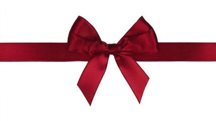 satin. Elegant red satin ribbon with a bow, isolated on a clean white background for a gift concept. lifestyle magazines, social media lookbooks, designed for influencer and brand collaborations.