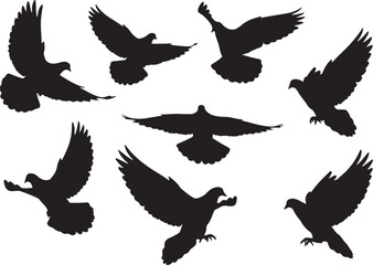 Obraz premium Vector art of a captivating silhouette of a flock of eagles in flight against an, showcasing their majestic wingspans and graceful movements, creating a sense of freedom and power