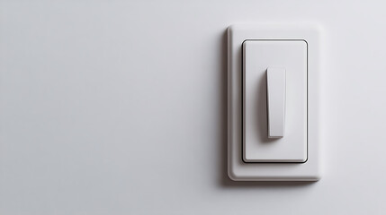 A simple, clean image of a white light switch plate against a pale wall, showcasing modern design and minimalism. Interior lighting concept.