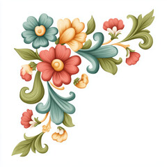 Elegant floral flower decoration for corner, vintage design element. classic ornament with graceful scrollwork, perfect for charming invitation or creative project