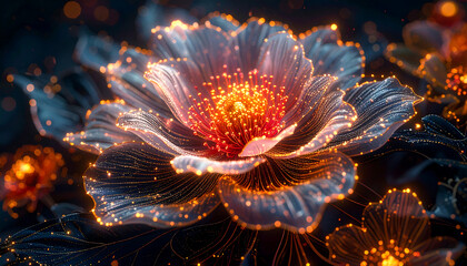 3D A beautiful digital embroidery of a floral pattern