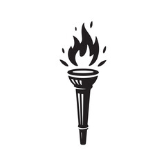 Classic Torch Flame Silhouette Illustration Vector Icon Symbol Graphic