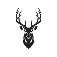 Magnificent Stag Head Antlers Silhouette Vector Graphic Design Emblem