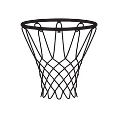 Basketball Hoop Net Isolated Silhouette Vector Illustration Outline Art
