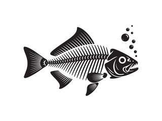 Fish Skeleton Dead Remains Silhouette Vector Icon Symbol Graphic Art