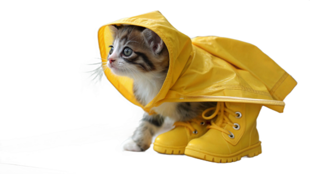 Cat wearing a cute outfit, isolated on a transparent background PNG