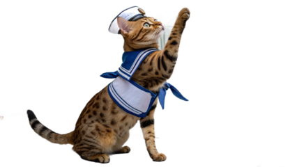 Cat wearing a cute outfit, isolated on a transparent background PNG