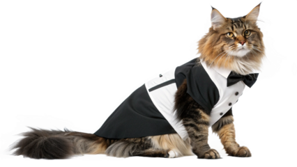 Cat wearing a cute outfit, isolated on a transparent background PNG