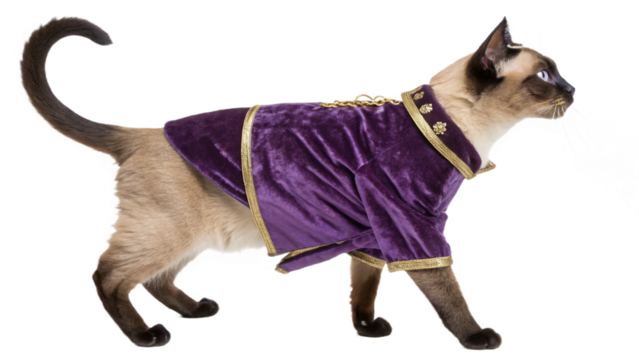 Cat wearing a cute outfit, isolated on a transparent background PNG