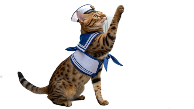 Cat wearing a cute outfit, isolated on a transparent background PNG