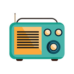 Retro turquoise radio with orange speaker grille vintage