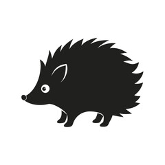 Silhouette of a hedgehog with spiky back Keywords: hedgehog, animal, silhouette, spiky, quills