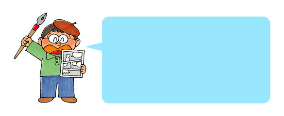 漫画家の男性　吹き出し