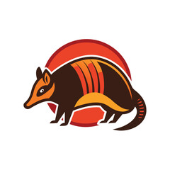 Stylized armadillo with orange and brown stripes Keywords: armadillo, animal, mammal, wildlife
