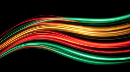 Energetic abstract light trail background with colorful wave in motion. This vibrant glow creates feeling of high speed energy and powerful, fluid movement across dark