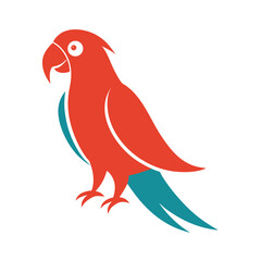 Stylized Red and Blue Parrot Logo on White bird icon