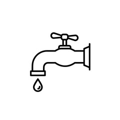 Water Tap Icon Vector | Faucet Symbol | Dripping Water Illustration