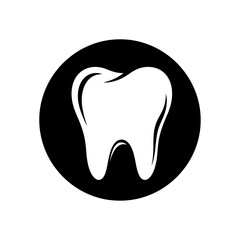 Tooth Silhouette Icon in Circle – Dental Care Symbol for Dentist, Hygiene, and Oral Health Design