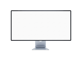 A modern computer monitor with a blank white screen, isolated on transparent background