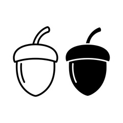 Acorn Nut Outline and Solid Icon Set