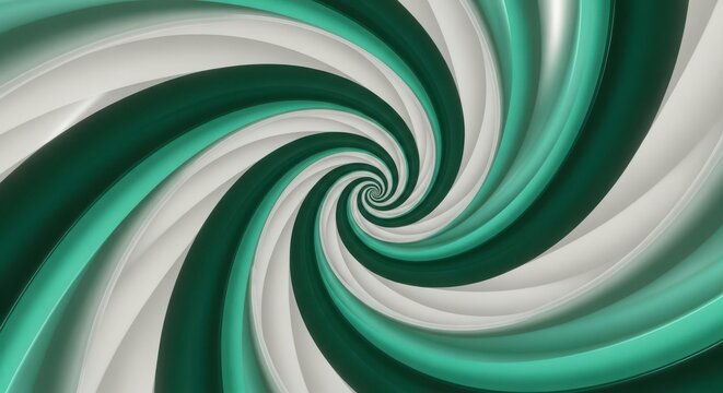 Abstract swirling pattern of green and white ribbons creating a hypnotic tunnel effect - Powered by Adobe