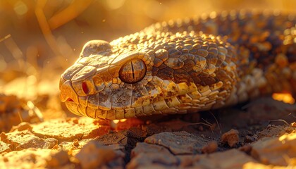 Obraz premium Closeup of a Desert Snake in Golden Sunlight