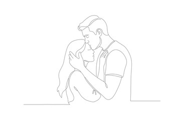 Minimalist Line Drawing Man Sitting Hugging Knee in Thoughtful Pose Illustration