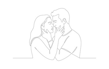 Minimalist Line Art Couple Embracing Love and Romance Illustration