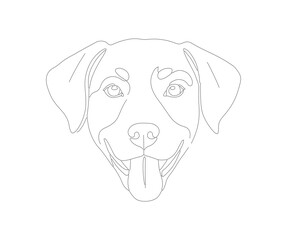 Simple Outline Drawing of Labrador Retriever Dog Head Illustration
