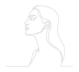 Minimalist Contour Woman Face Side View Elegance Beauty Illustration