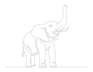 Minimalist Outline Illustration Majestic Elephant Standing Proudly Line Art Drawing