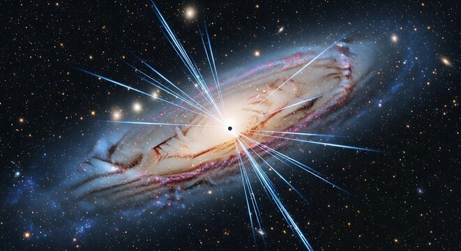 Supermassive Black Hole Jets Erupting From Galaxy Center.