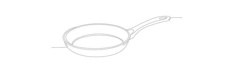 Dotted Line Art Simple Frying Pan Cooking Utensil Illustration